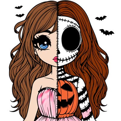 realistic girl halloween split