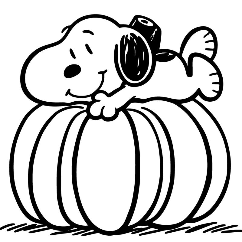 snoopy laying on a pumpkin