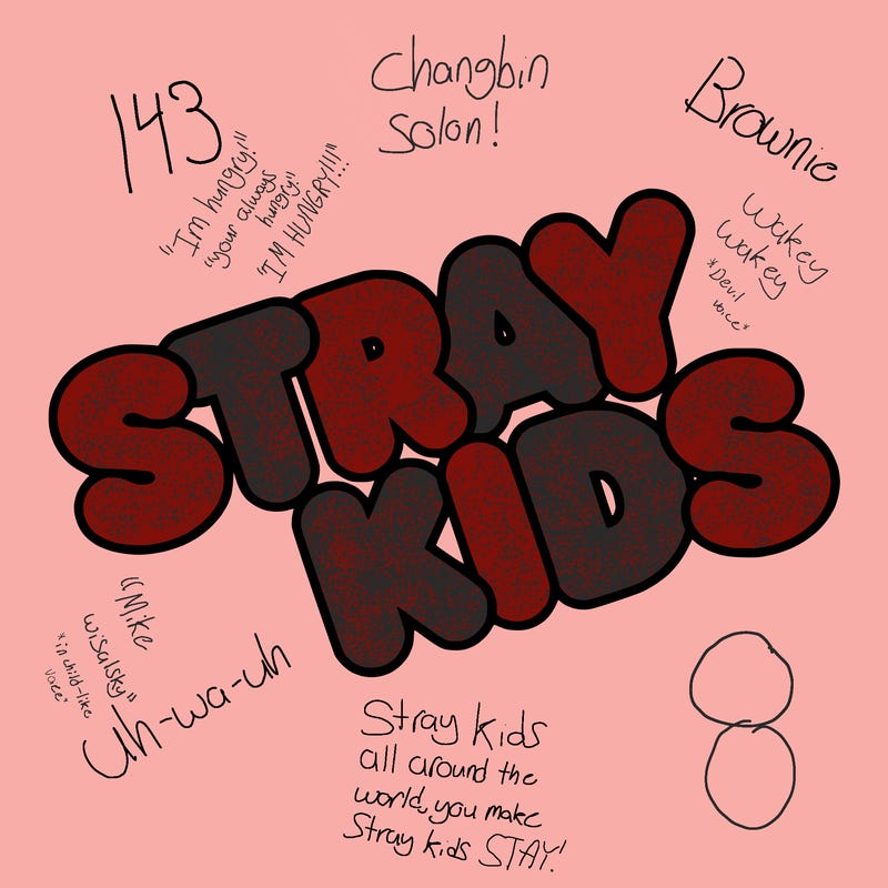 bubble letters saying stray kids