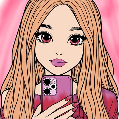 realistic girl with a phone