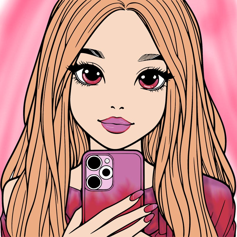 realistic girl with a phone