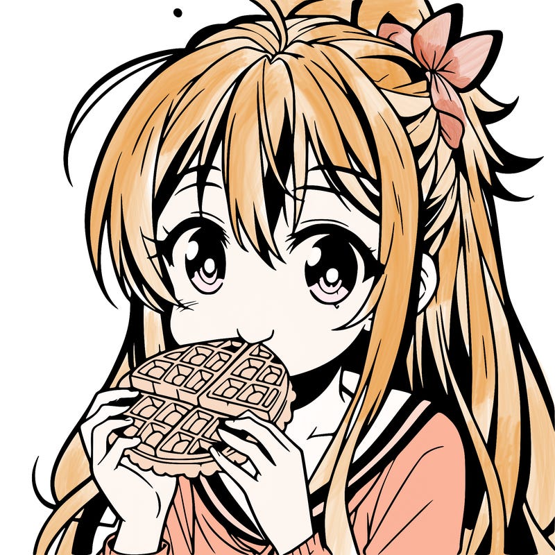 anime eating waffle