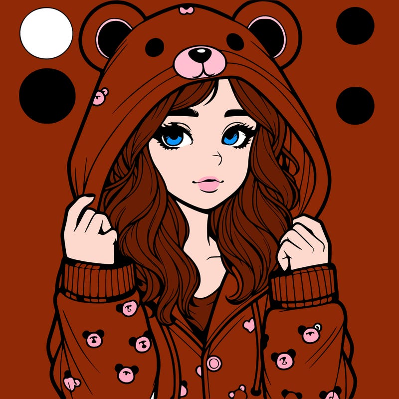 realistic girl in a animal pjs hoodie