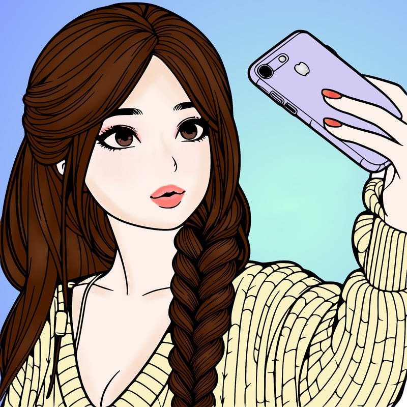 realistic girl, taking a selfie