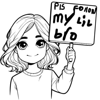 realistic girl holding up a sign