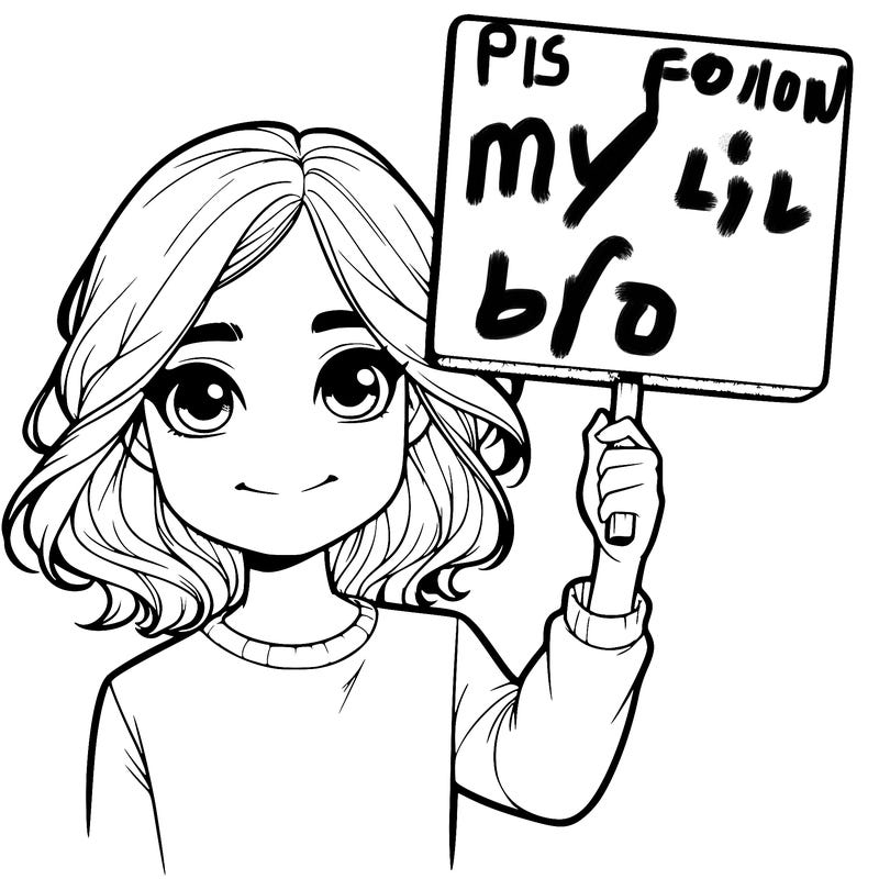 realistic girl holding up a sign