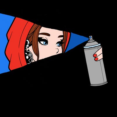 a realistic girl, spray painting