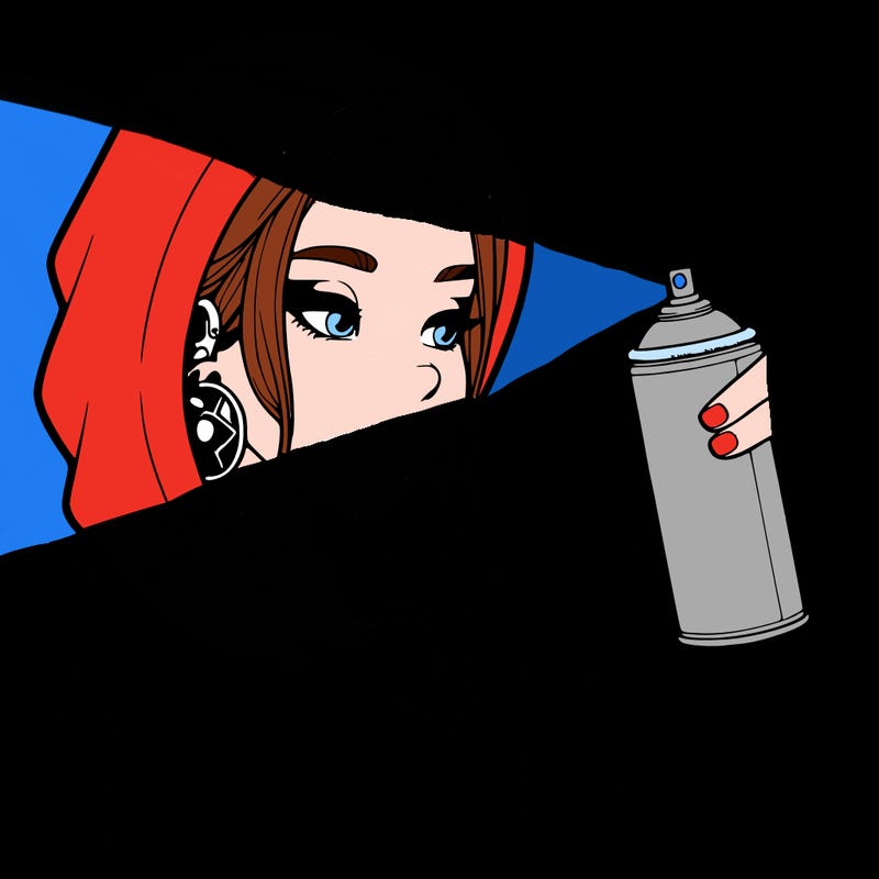 a realistic girl, spray painting