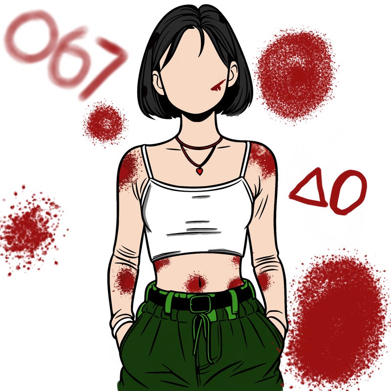 realistic faceless girl with baggy pants and crop top