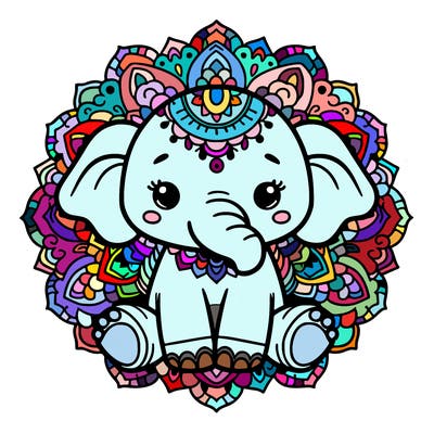 cute baby elephant animal mandala