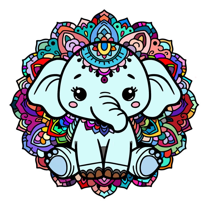 cute baby elephant animal mandala