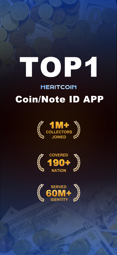 HeritCoin ranked as the top coin and note identification app with over 1 million collectors across 190 nations