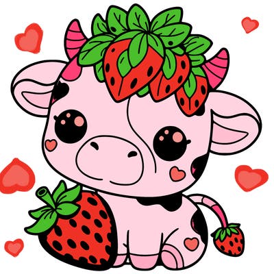 cute strawberry cow