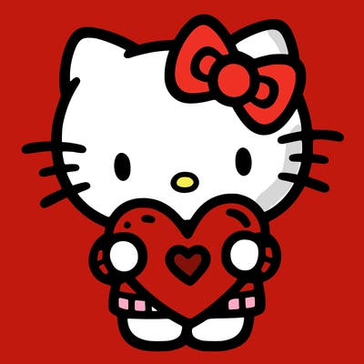 hellokitty holding a heart