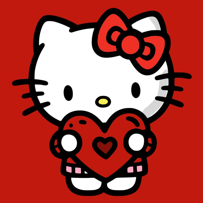 hellokitty holding a heart
