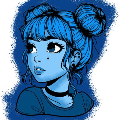 realistic girl with spacebuns