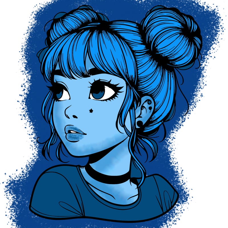 realistic girl with spacebuns