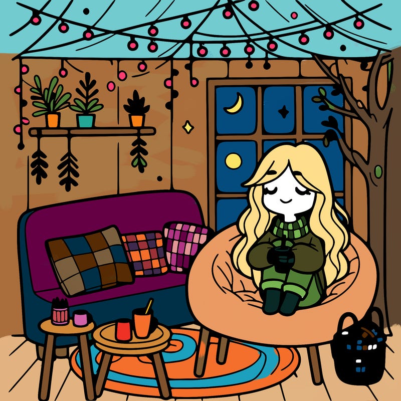 girl in a cozy hangout spot