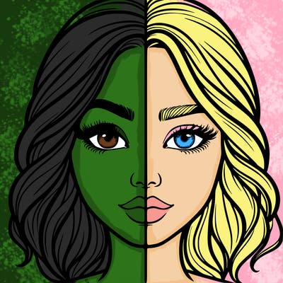 realistic girl split half