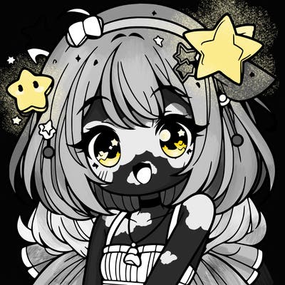 cute anime girl with star accessories