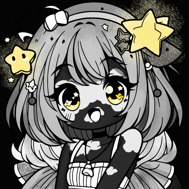 cute anime girl with star accessories