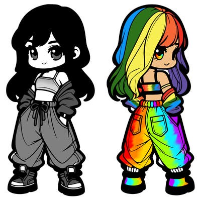 girl in crop top and baggy pants