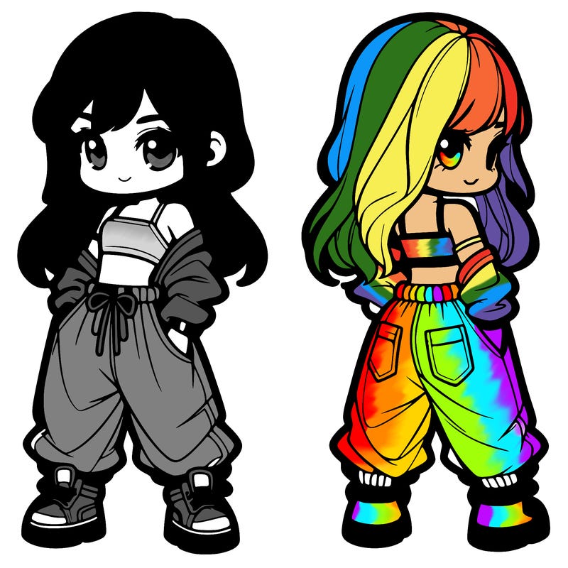 girl in crop top and baggy pants