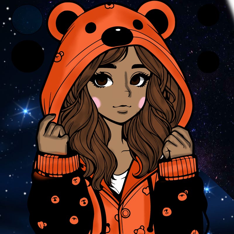 realistic girl in a animal pjs hoodie