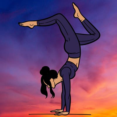 a woman doing a handstand