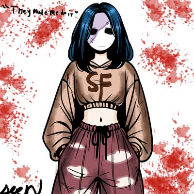 realistic girl faceless with baggy pants and a crop top