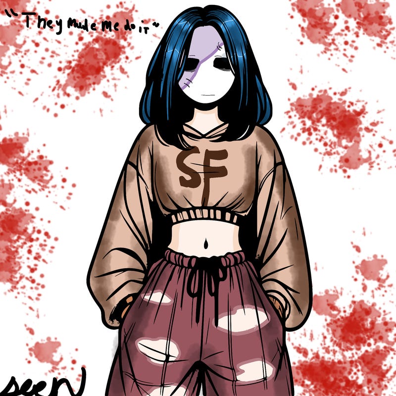 realistic girl faceless with baggy pants and a crop top