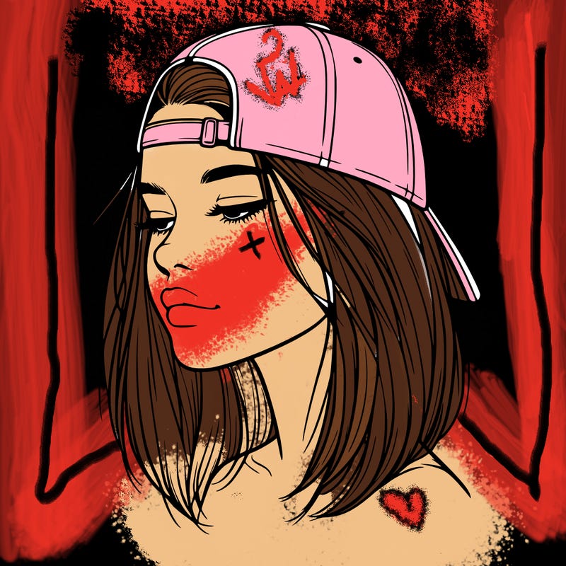 realistic  girl with a backwards hat