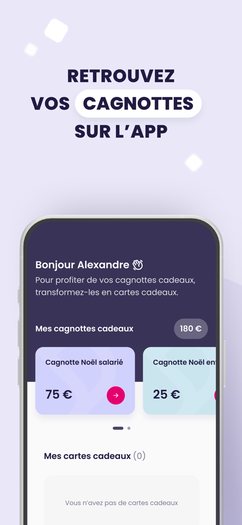 My illicado - My illicado app dashboard showing available corporate gift pools for a user to convert into vouchers