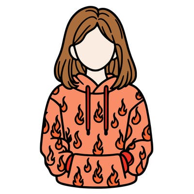 woman with fire hoodie