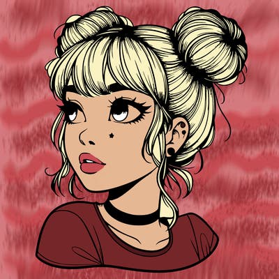 realistic girl with spacebuns