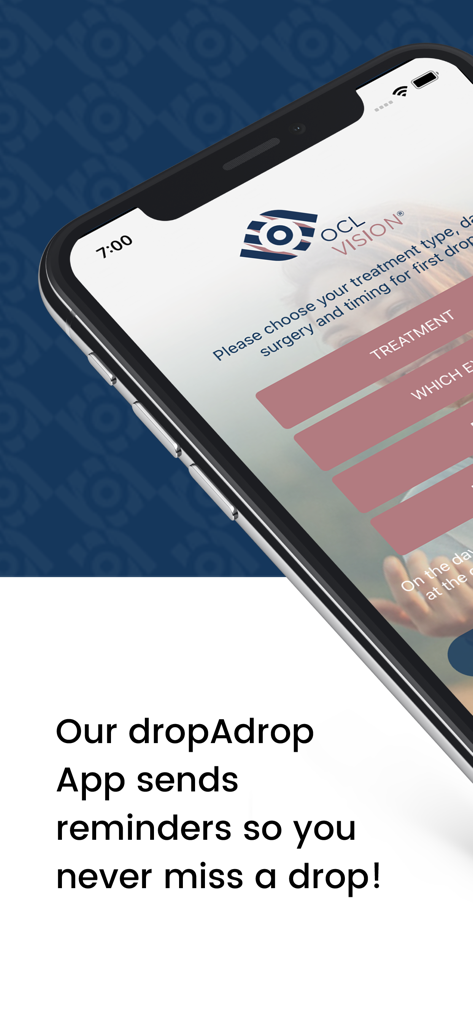 iPhone displaying the dropAdrop app for eye drop reminders and surgery recovery tracking