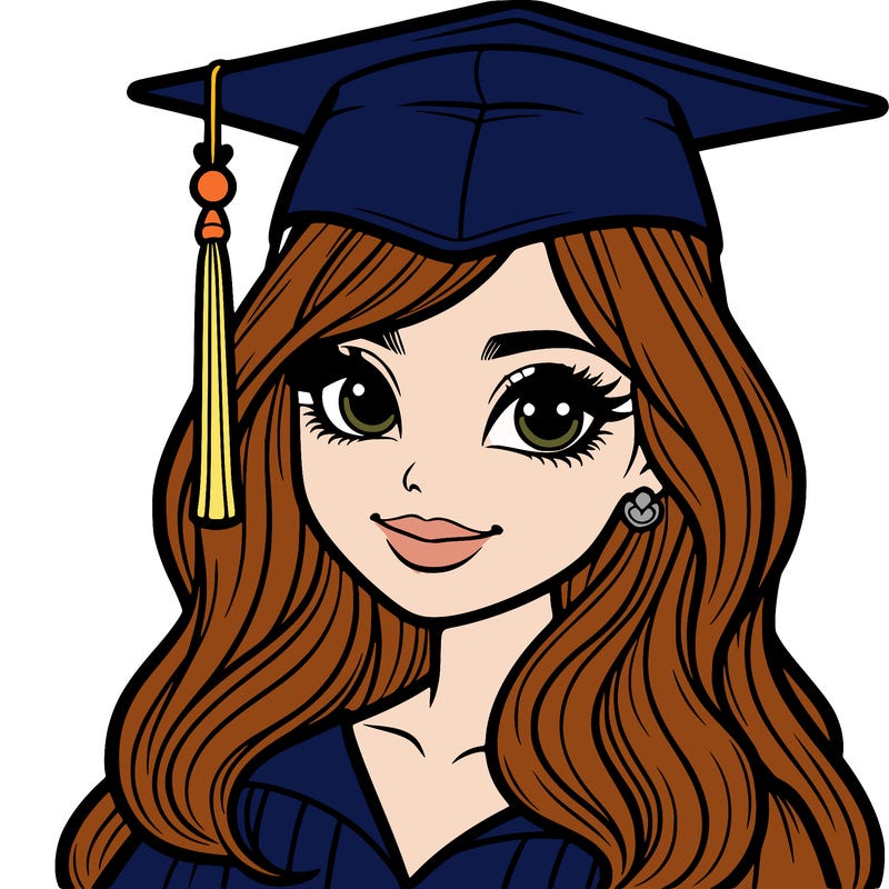 very pretty and realistic teenage girl graduating