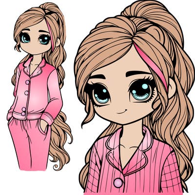 realistic girl in pony  pajamas