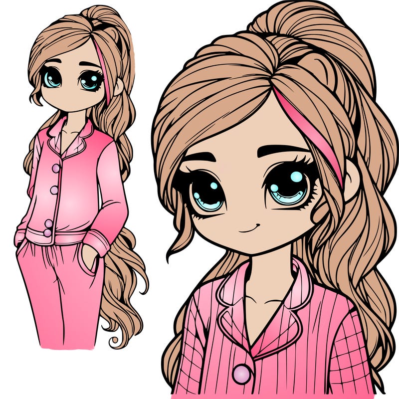 realistic girl in pony  pajamas
