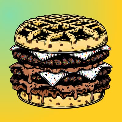 realistic waffle burger