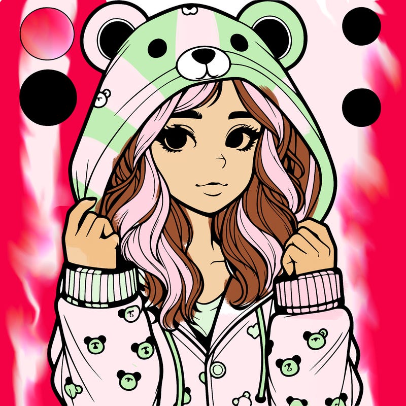 realistic girl in a animal pjs hoodie