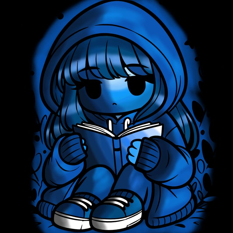 girl in oversized hoodie reading a book