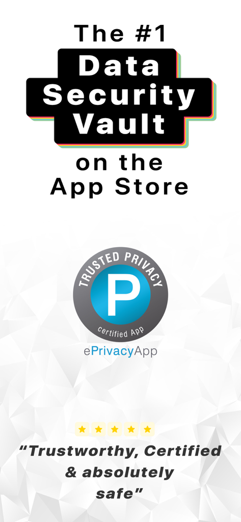 LockMyPix Secret Photo Vault - LockMyPix promotional banner featuring its App Store ranking and ePrivacy certification seal.