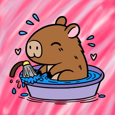 capybara taking a bath