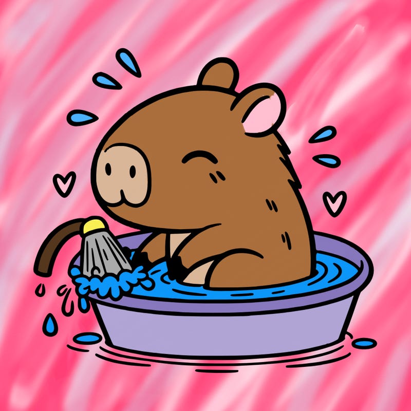 capybara taking a bath