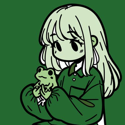 girl with long hair and a oversized shirt. and she is holding a frog