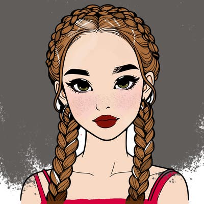realistic girl with braids