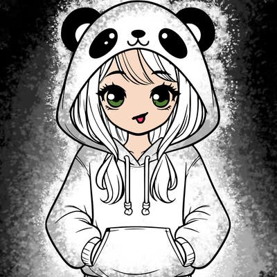 girl in panda hoodie