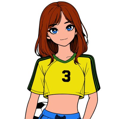 realistic girl wearing soccer jersey
