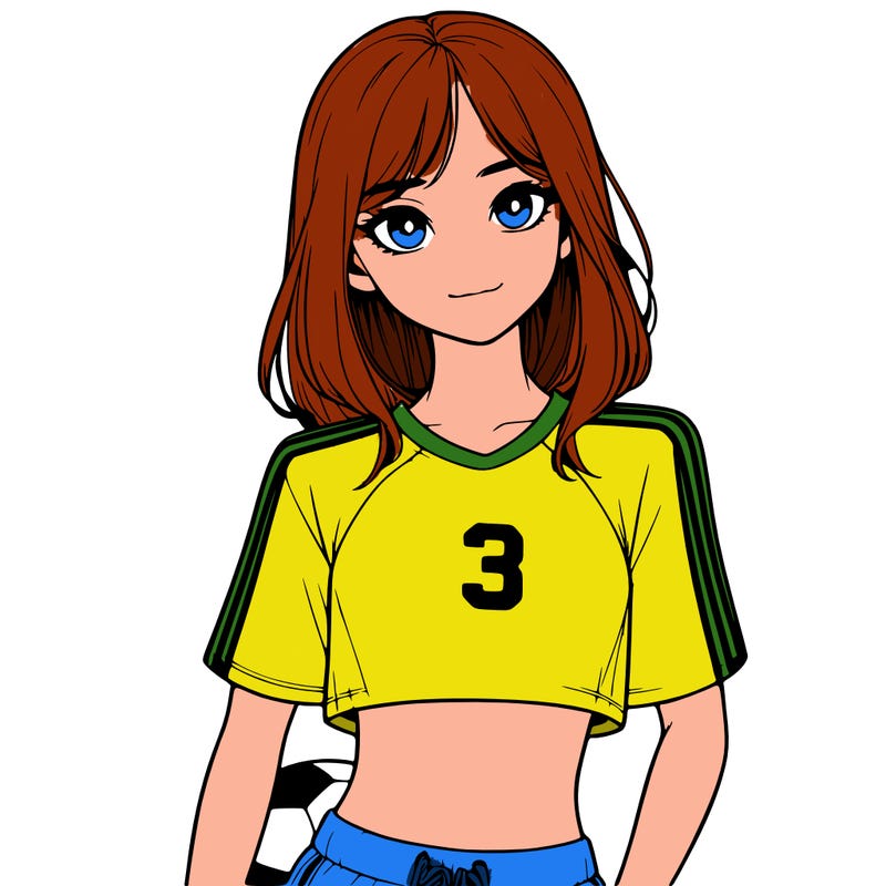 realistic girl wearing soccer jersey